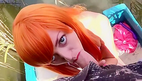 Redhead Girl Doing Blowjob On A Boat